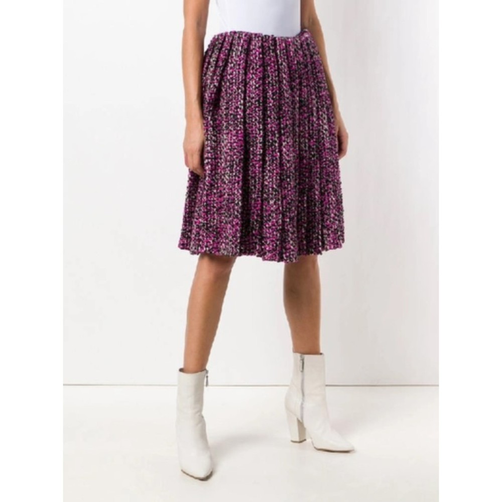 Prada Women's Pleated Knickerbocker Fabric Skirt Pink Multi Size IT 44 $1700+